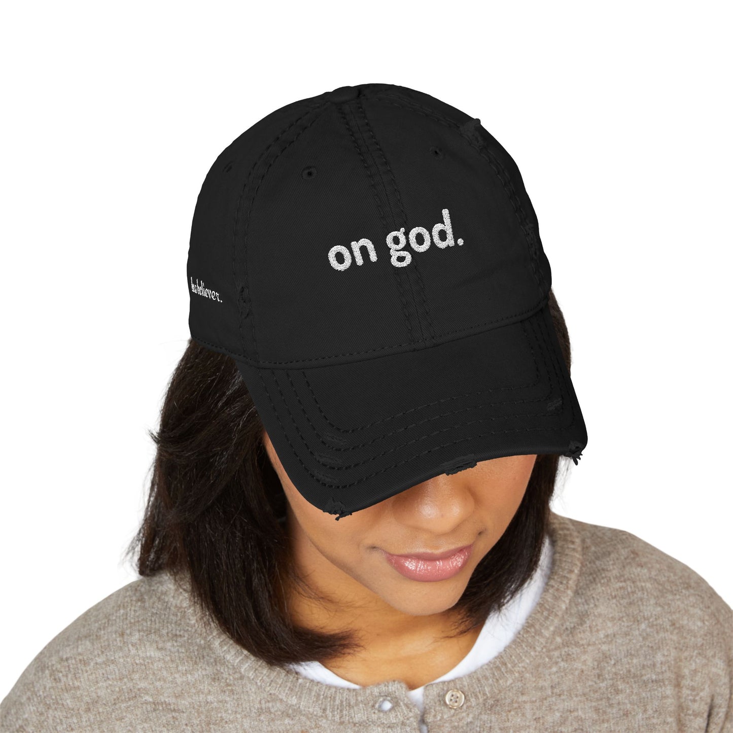 Embroidered Distressed Dad Hat - Casual, Trendy Headwear for Everyday Style, Gift for Dad, Adjustable Cap, On God Statement Hat, Cool [...]