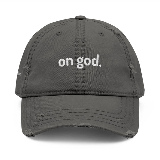 Embroidered Distressed Dad Hat - Casual, Trendy Headwear for Everyday Style, Gift for Dad, Adjustable Cap, On God Statement Hat, Cool [...]